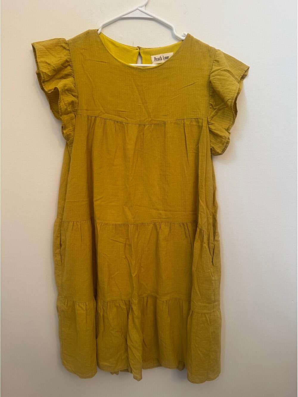Peach Love California Mustard Yellow Cotton Dress Medium